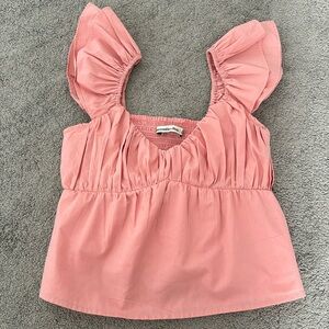 A&F pink ruffle top